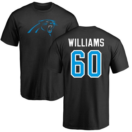 Carolina Panthers Men Black Daryl Williams Name and Number Logo NFL Football #60 T Shirt